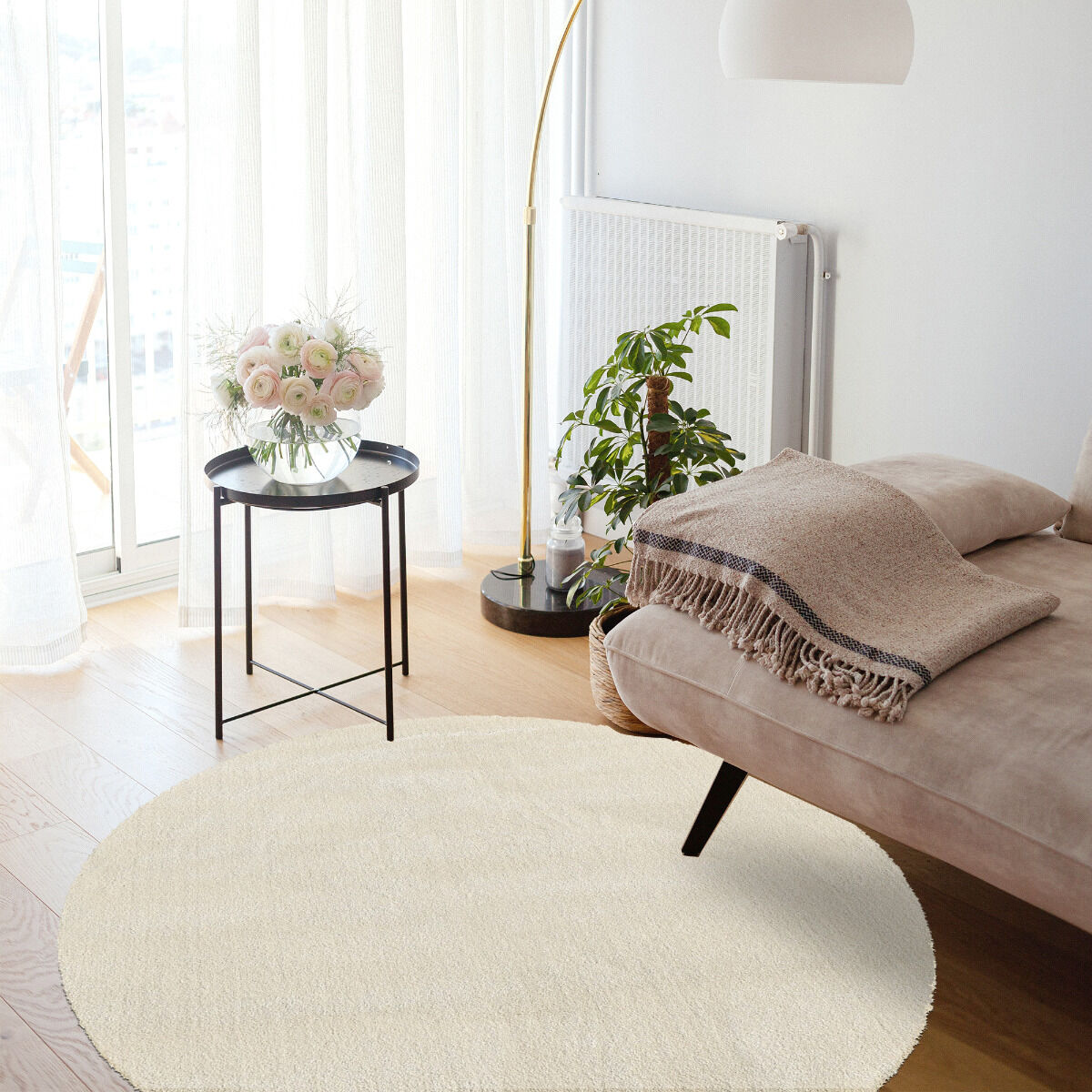 Tapis Rond Palmo Crème thumbnail 1