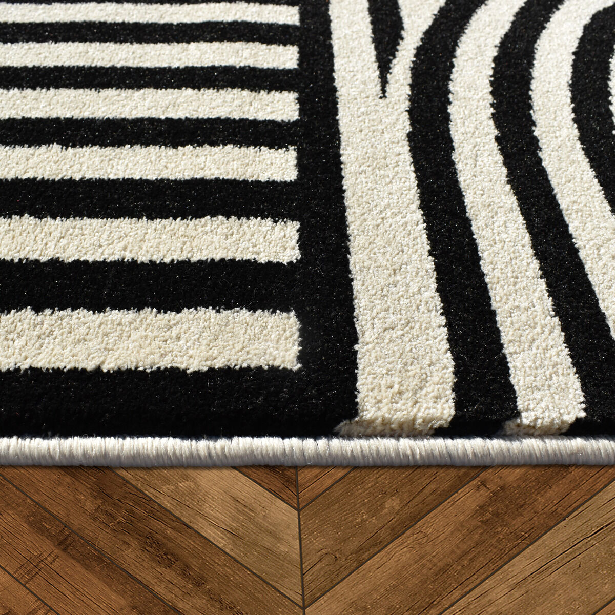 Tapis Suki Noir, Crème thumbnail 3