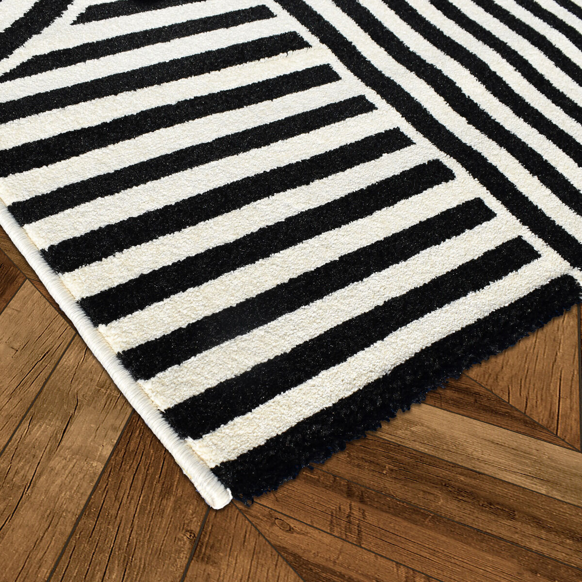 Tapis Suki Noir, Crème thumbnail 4