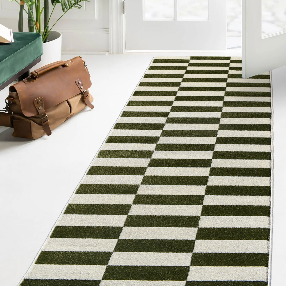 Tapis de couloir danyo crème, vert