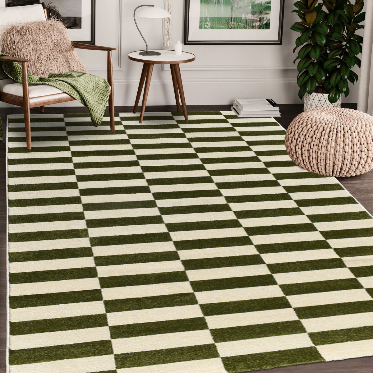 Tapis Danyo Crème, Vert thumbnail 2