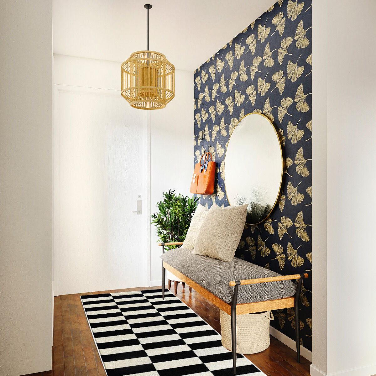 Tapis de Couloir Danyo - Crème, Noir