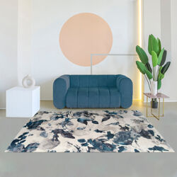 Tapis Blue Floral Beige, Bleu, Gris