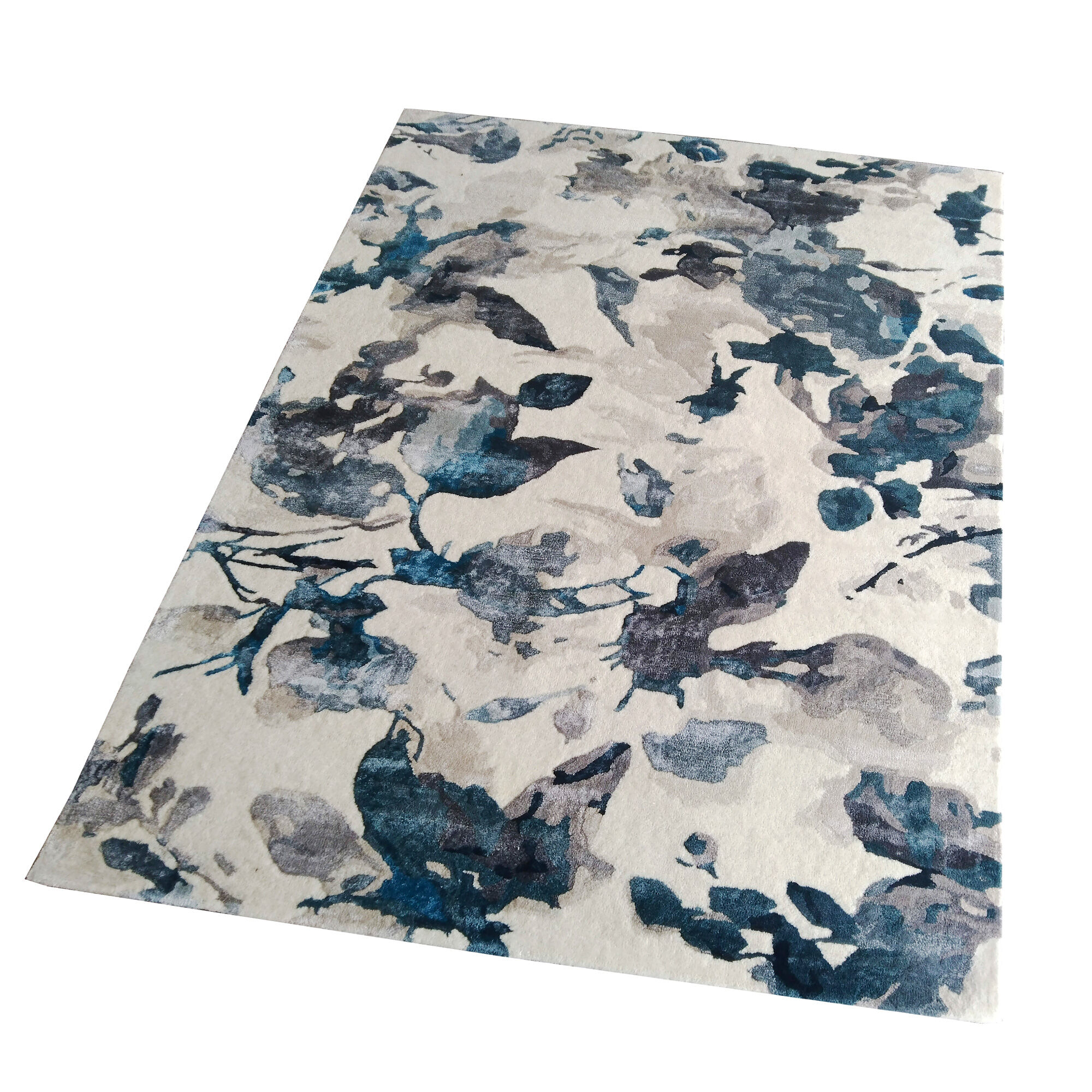 Tapis Blue Floral Beige, Bleu, Gris thumbnail 4
