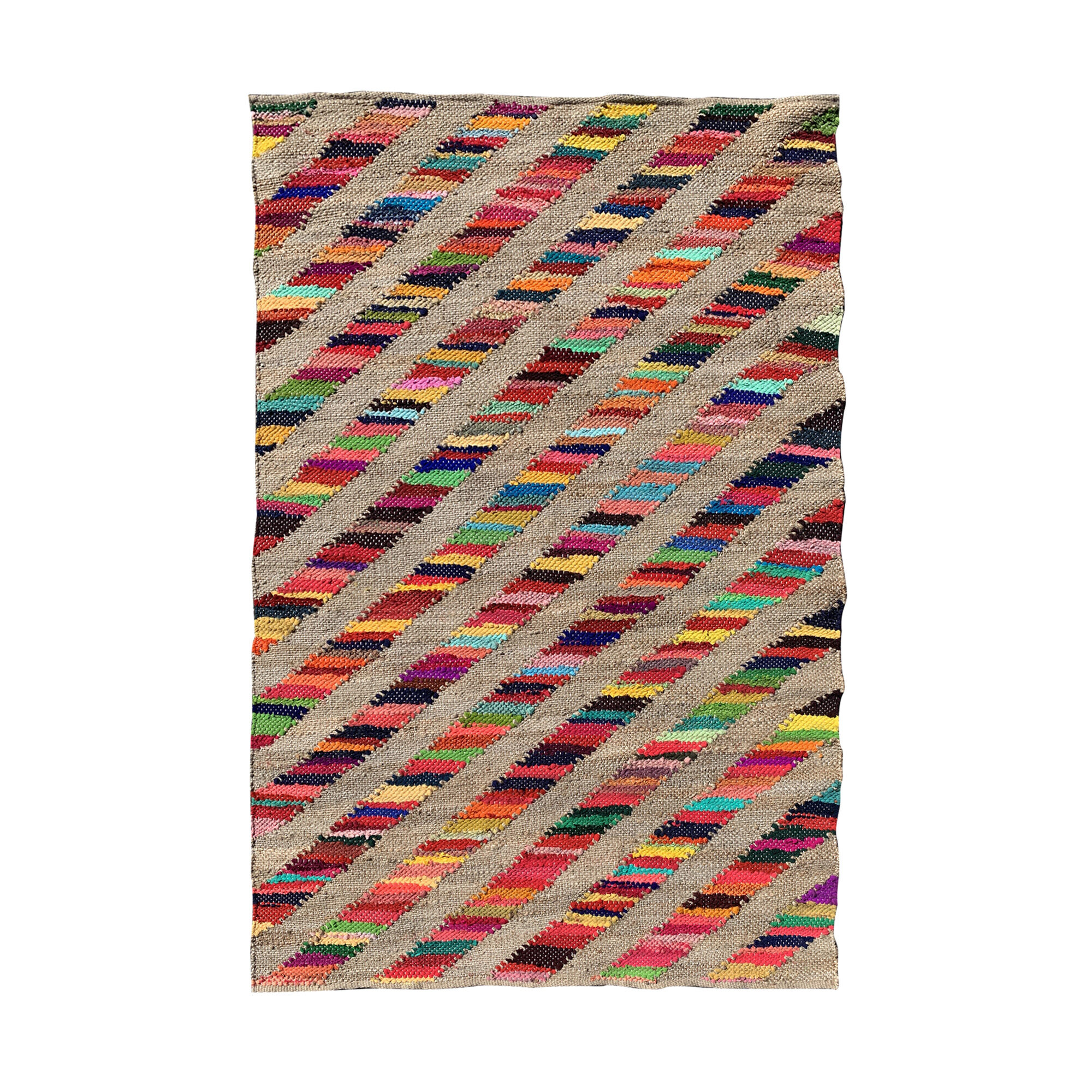 Tapis Rainbow Jute Et Fil Recycle Multicolore