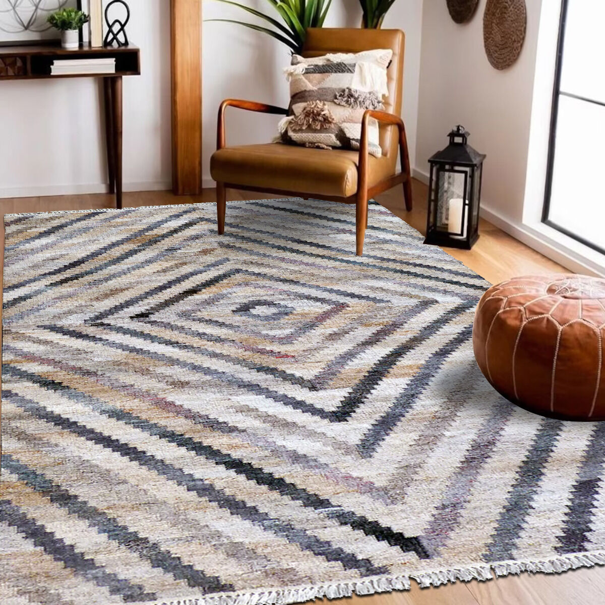 Tapis Cible Beige, Noir, Bleu