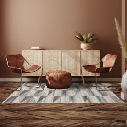 Tapis Triangle Beige, Noir, Bleu