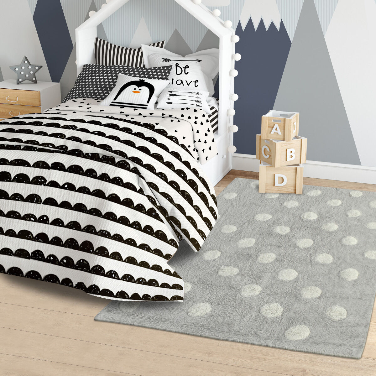 Tapis Conton Ronda Gris, Blanc thumbnail 1