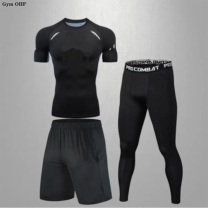 Survêtement de sport Collant pantalon + Tenu à manches courte + short 3PCS thumbnail 2
