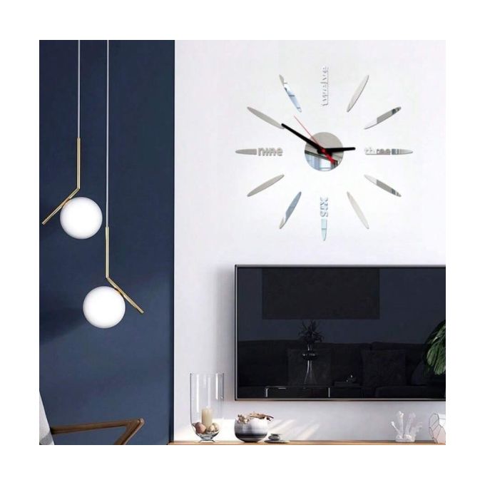 Nouveau Mode Créative DI Y En Métal 3D Simple Silver Horloge Murale