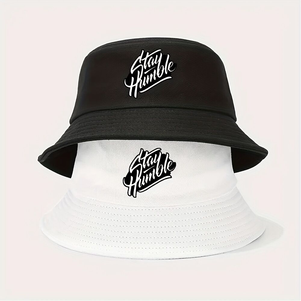 2 Chapeaux Seau Pliable à Large Bord avec Impression Stay Humble 