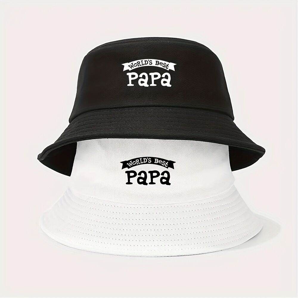 Chapeaux 2pcs seau imprimé WorldS Best Papa - Chapeaux 2pcs de pêche noir et blanc élégant 