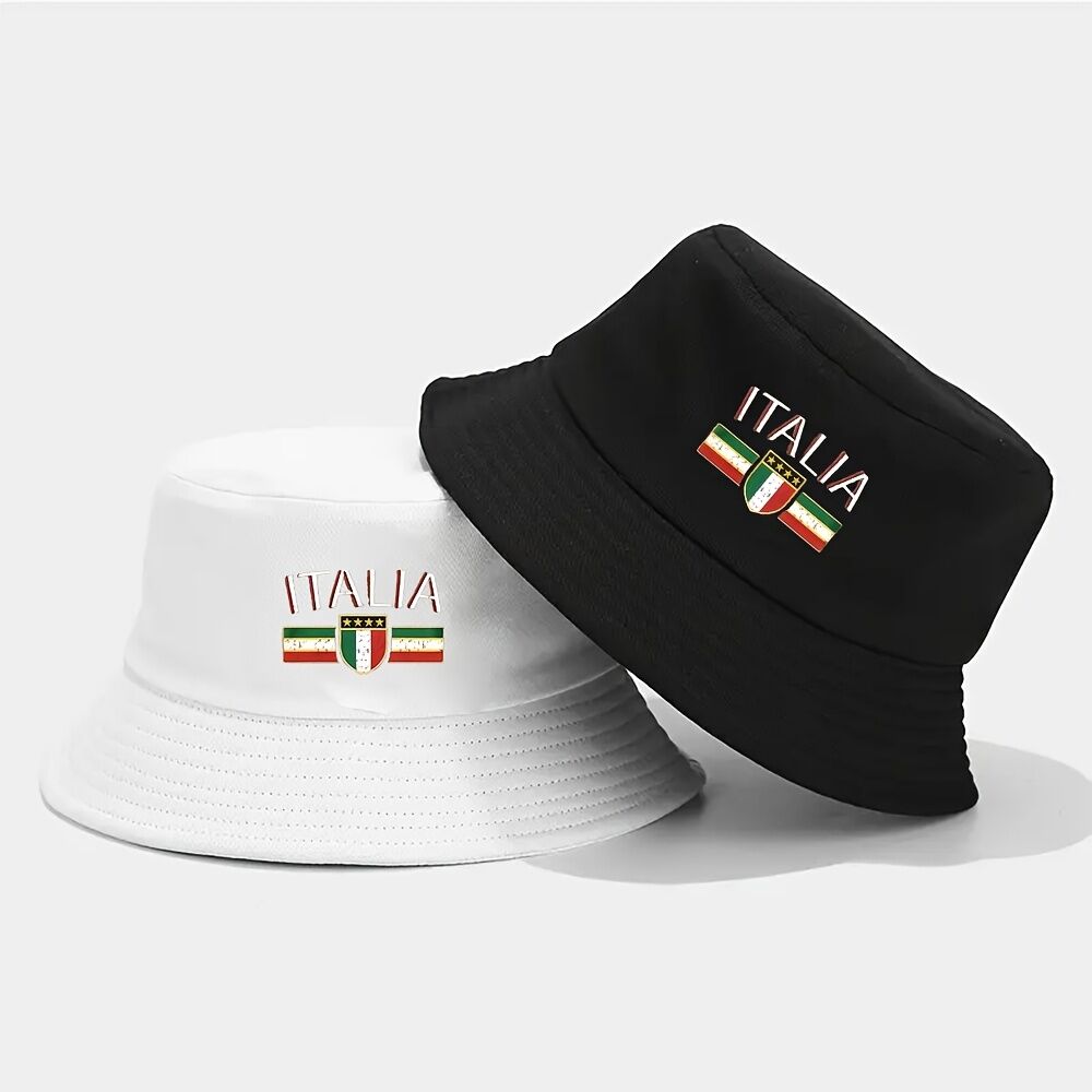 2pc Chapeaux de paille réglable - Polyester respirant, Style de rue unisexe avec drapeau italien 