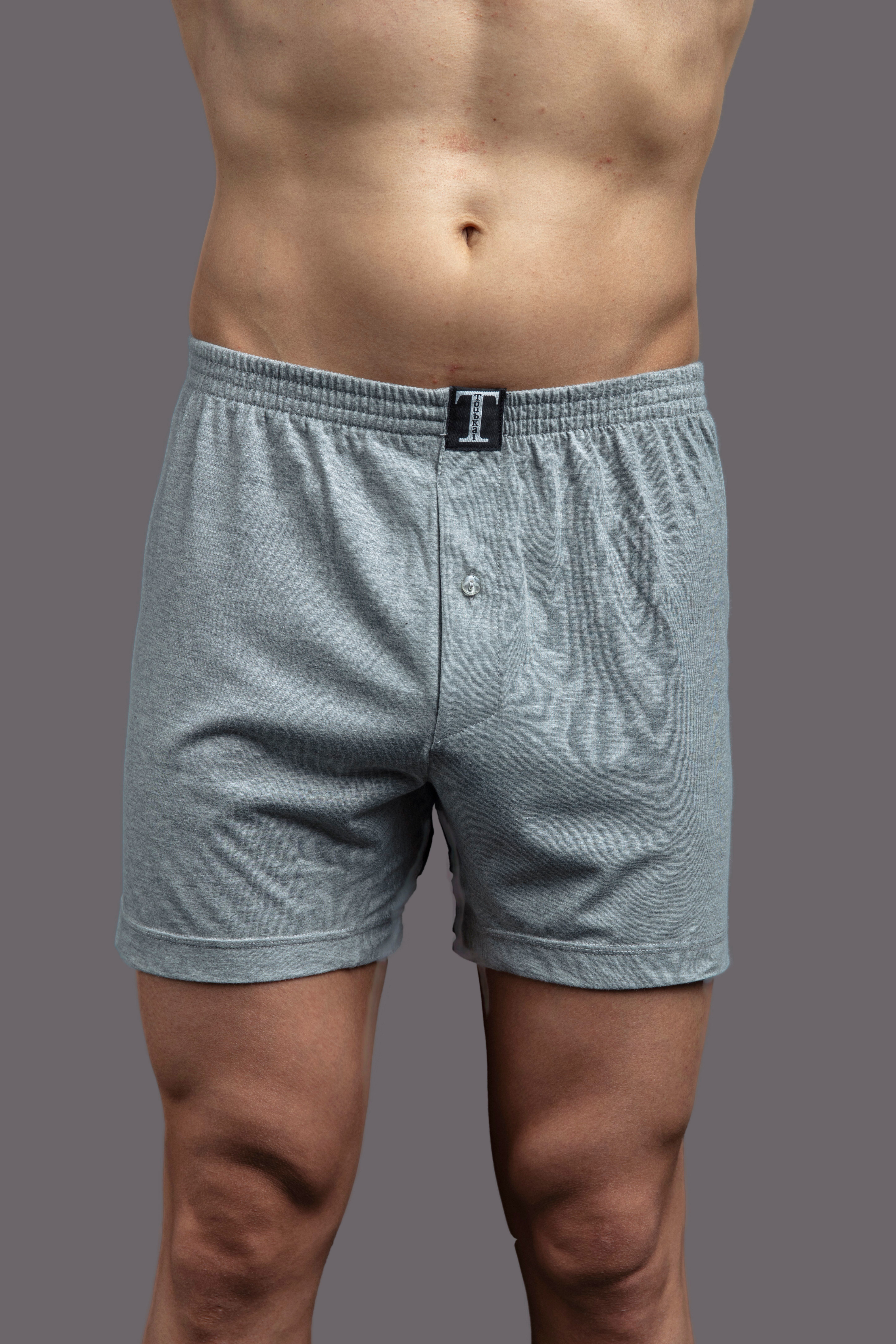 سروال بوكسر رجالي قطني فضفاض بلون سادة thumbnail 1