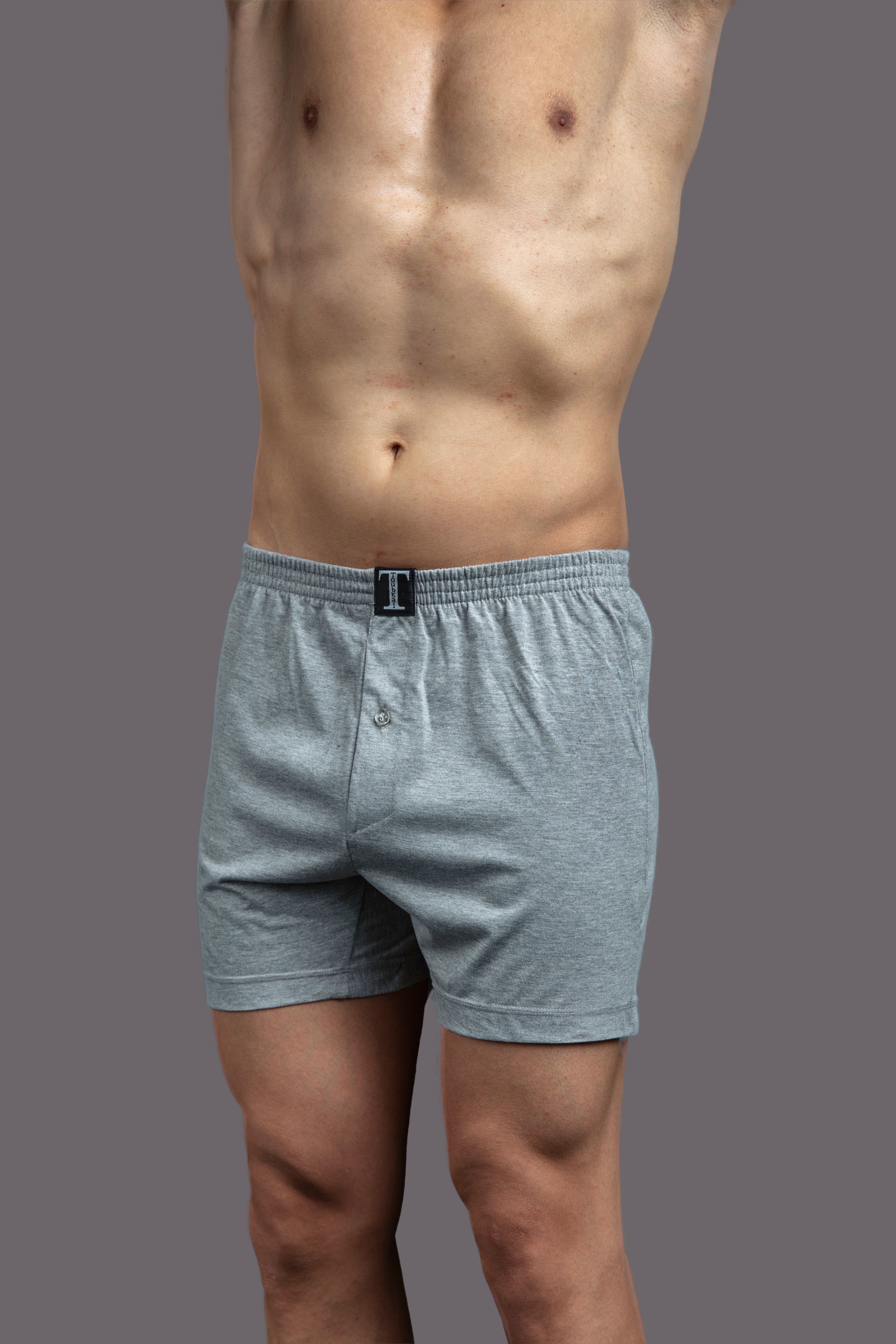 سروال بوكسر رجالي قطني فضفاض بلون سادة thumbnail 2