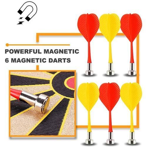 Jeu de Fléchettes Magnétiques avec Cible Aimantée Enroulable et 6 Fléchettes