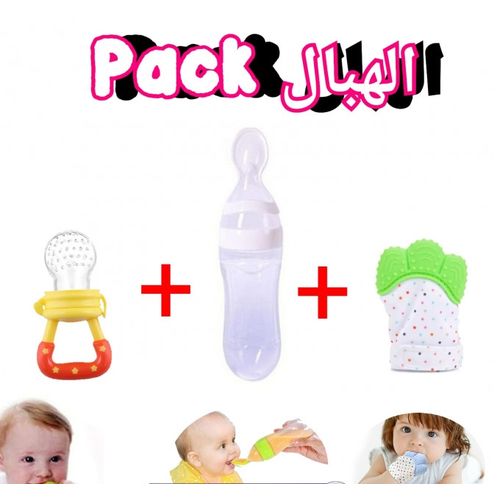 Set Bébé Sucette Fruit + Gant Dentition + Biberon Cuillère Silicone 90ml