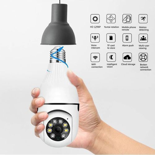 3mp Caméra de Surveillance Wifi 1080p, Ampoule E27 Cctv Led Ir Light