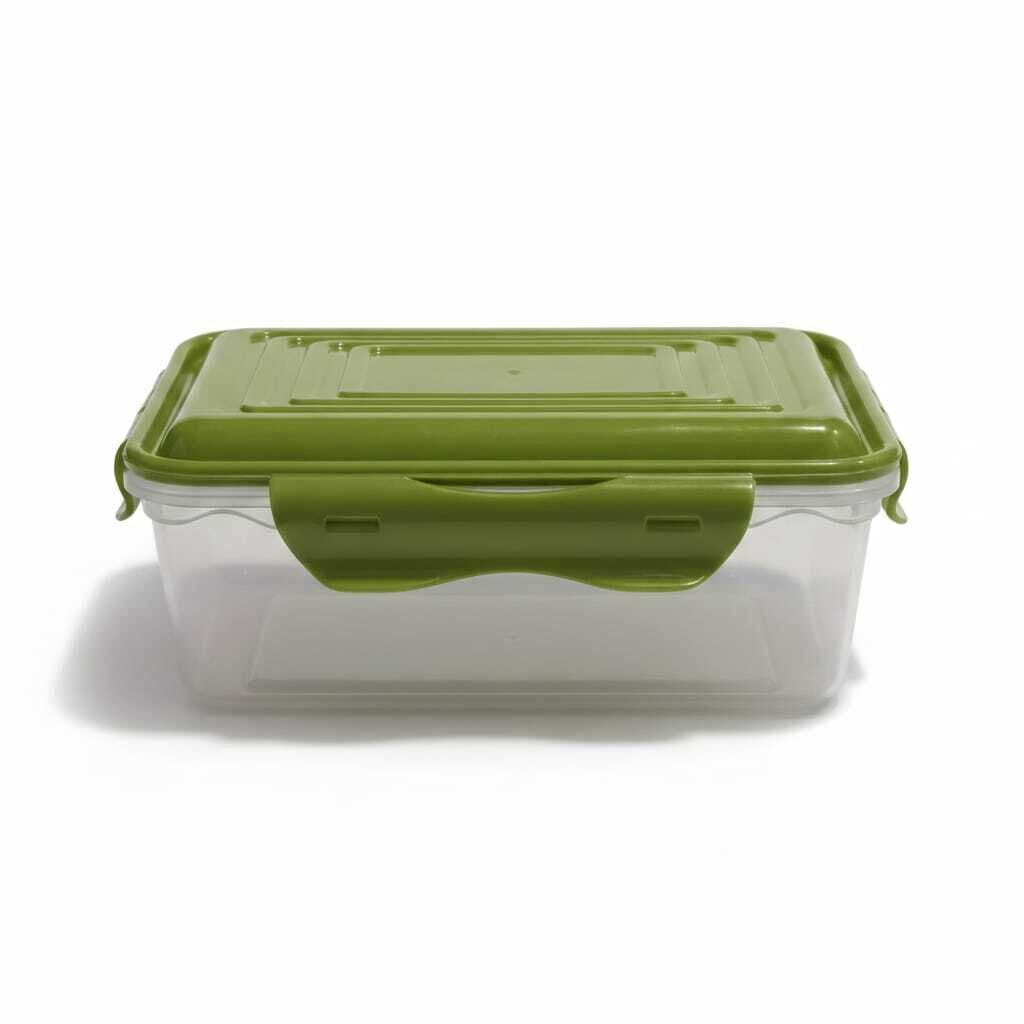 Set de 2 boîtes en plastique alimentaire hermétiques fermeture 4 côtés