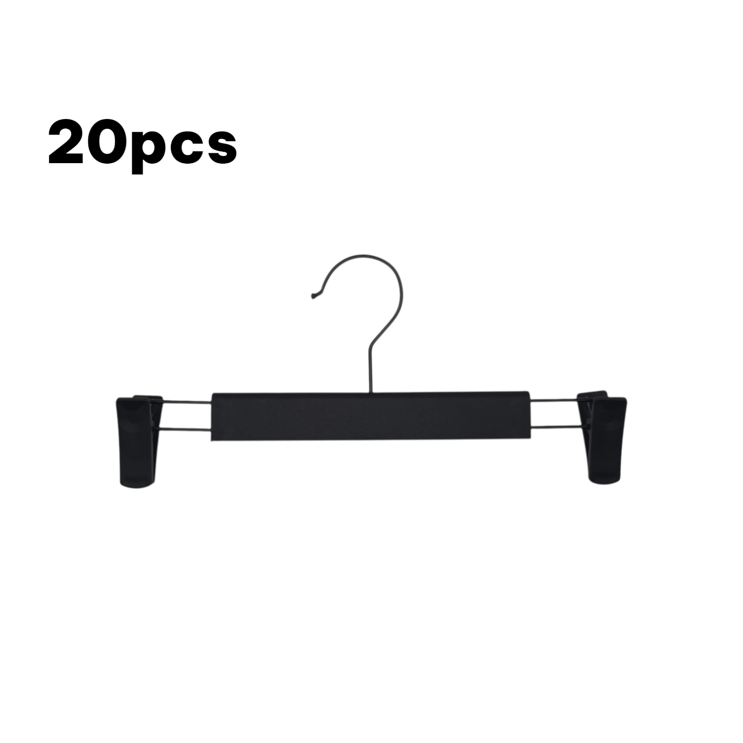 Cintres à Pinces Noirs en Plastique et en Fer –  Lot de 20 Pièces 