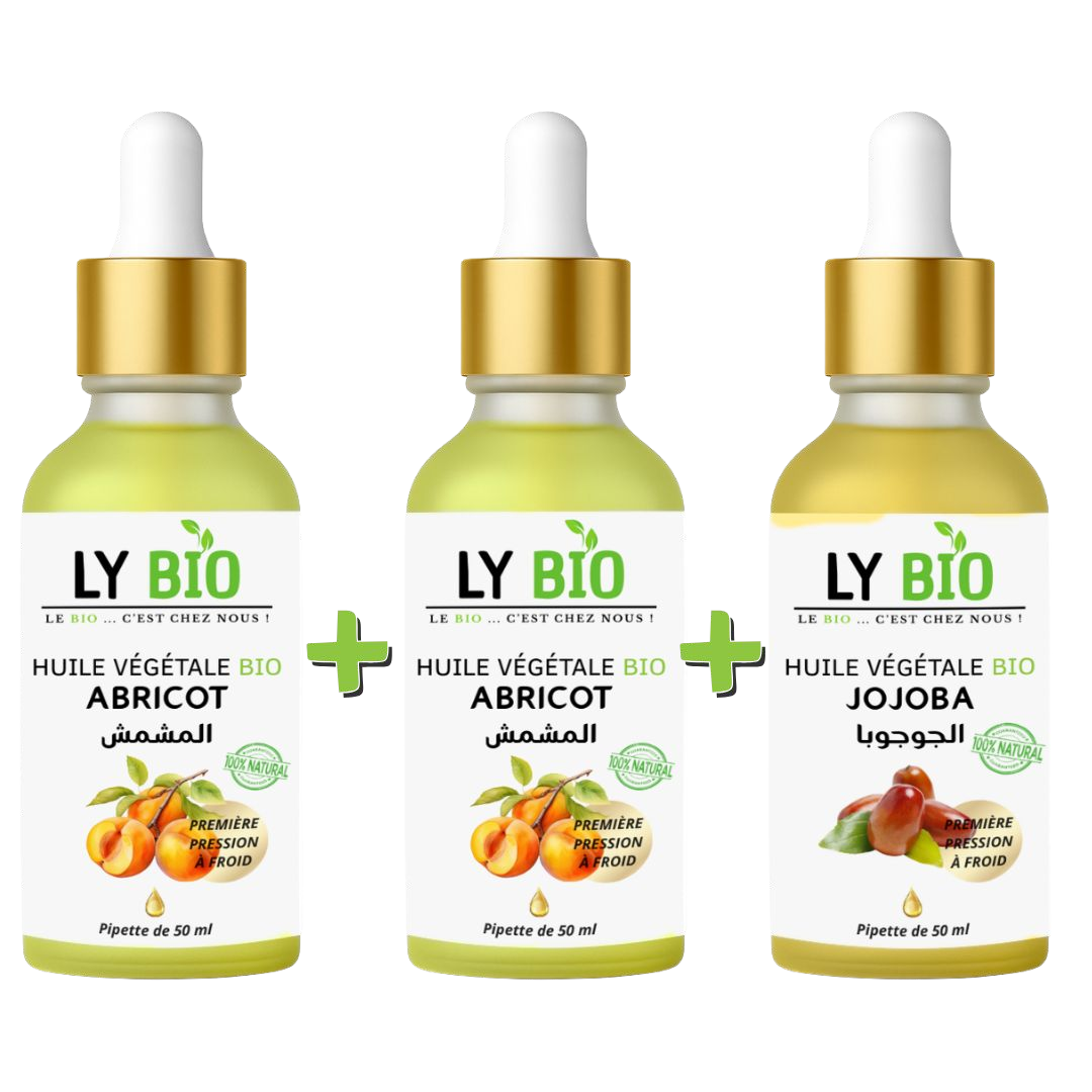PACK 2 X HUILE ABRICOT 50ML - PIPETTE + HUILE JOJOBA 50ML - PIPETTE