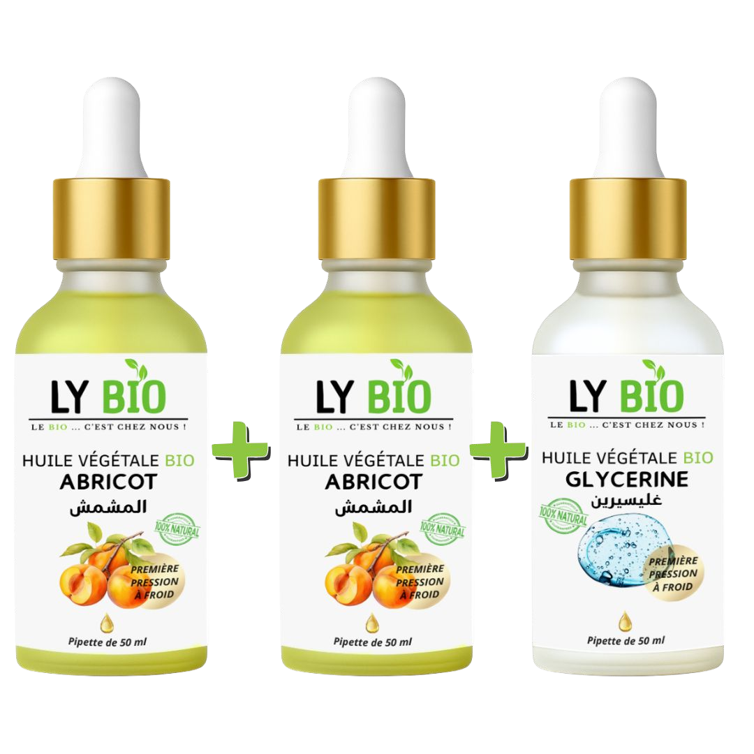 PACK 2 X HUILE ABRICOT 50ML - PIPETTE + HUILE GLYCERINE 50ml - PIPETTE