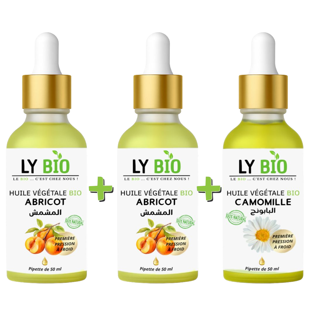 PACK 2 X HUILE ABRICOT 50ML - PIPETTE + HUILE CAMOMILLE 50ML - PIPETTE
