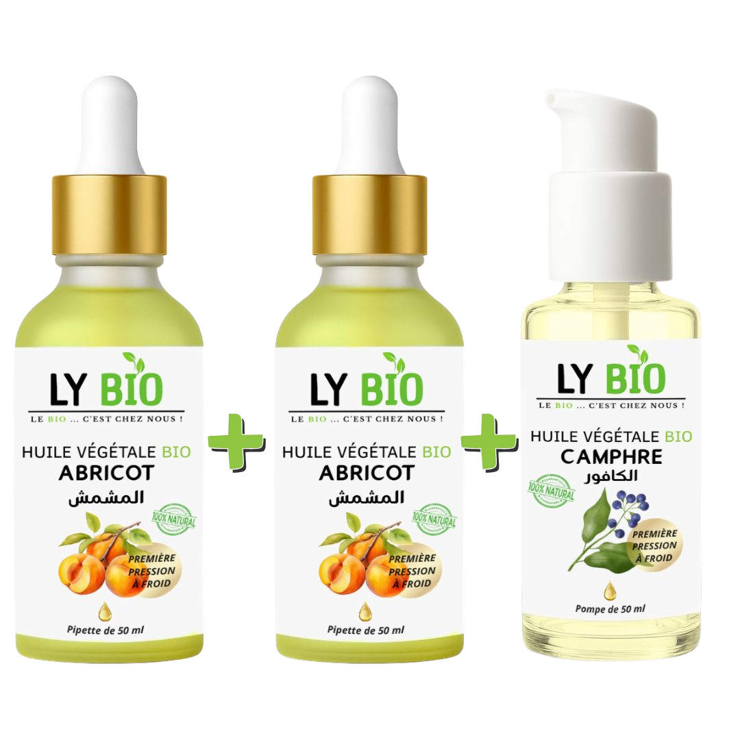 PACK 2 X HUILE ABRICOT 50ML - PIPETTE + HUILE CAMPHREE 50ML - POMPE