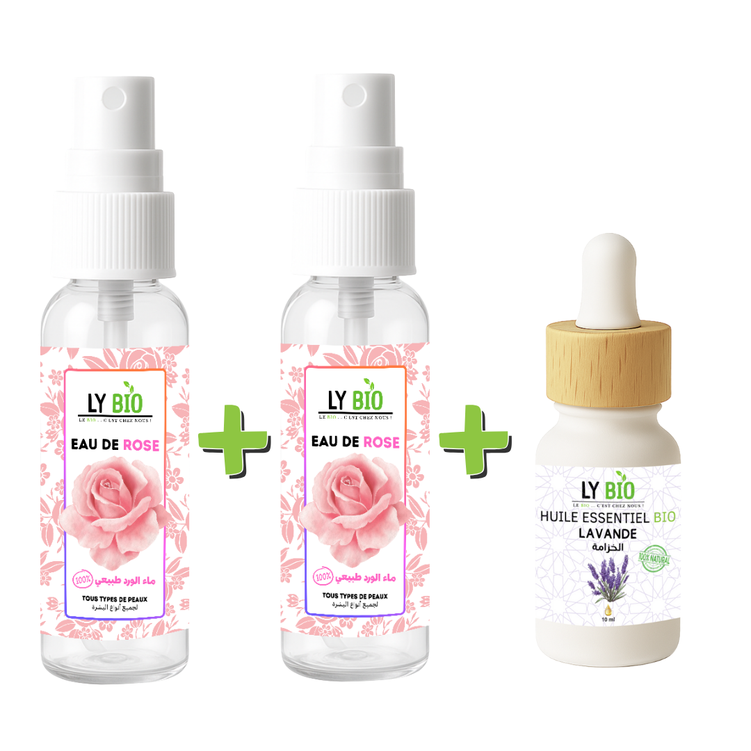 Pack 2 X Eau de Rose 100ml + Huile Essentiel Lavande 10ml
