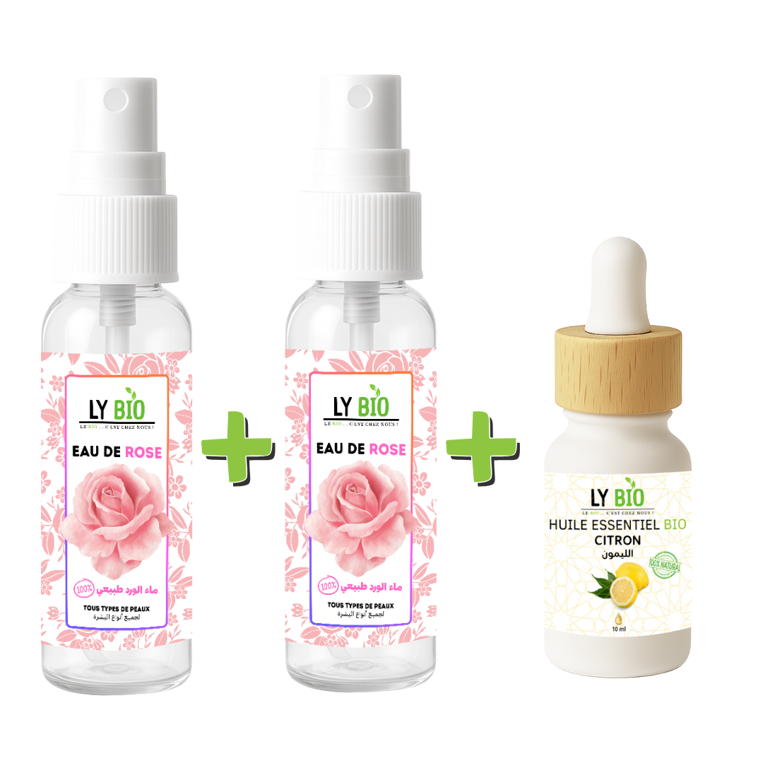 Pack 2 X Eau de Rose 100ml + Huile Essentiel Citron 10ml
