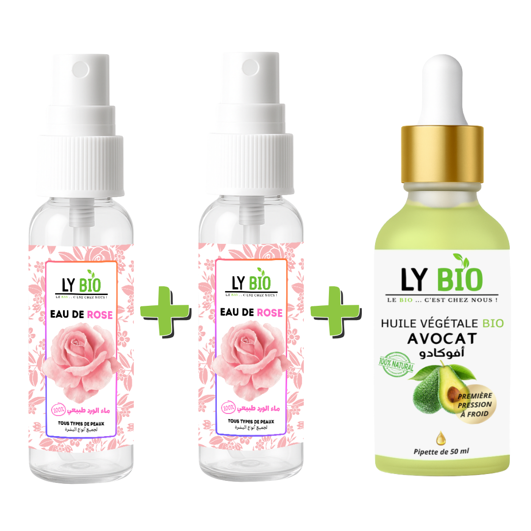 Pack 2 X Eau de Rose 100ml + Huile Avocat 50ml - Pipette