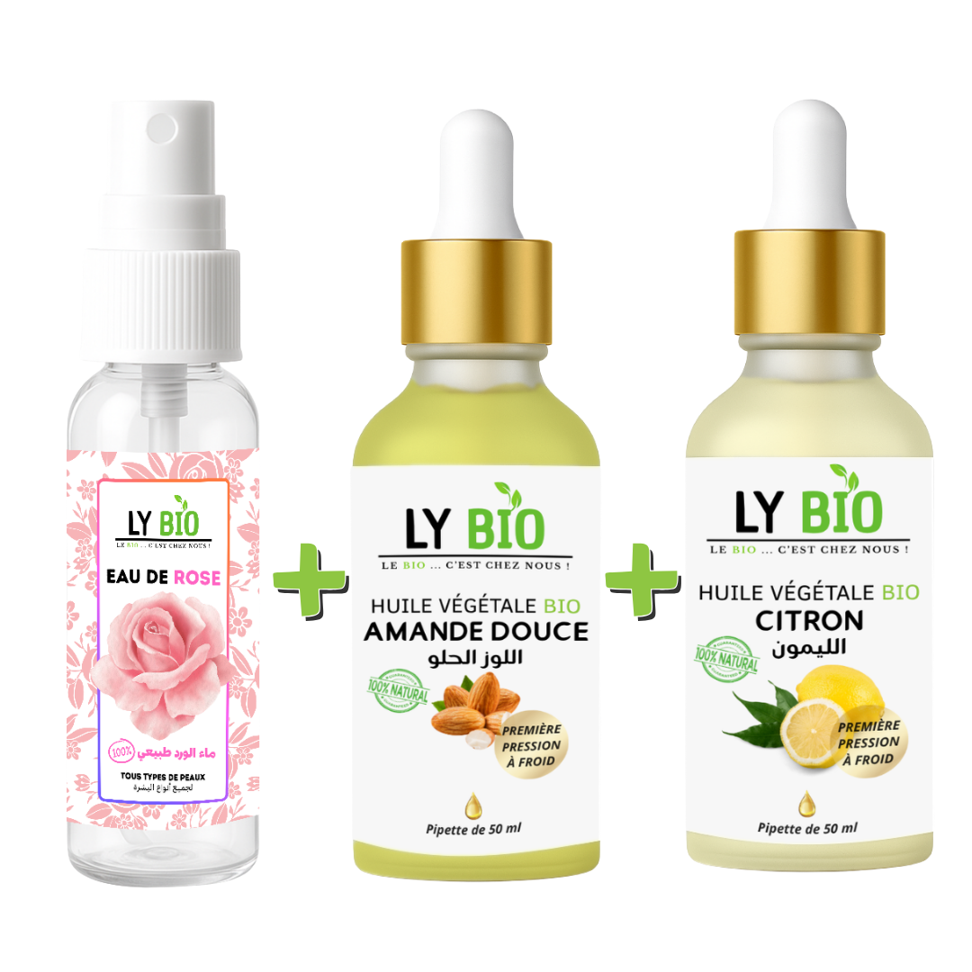 PACK EAU DE ROSE 100ML + HUILE AMANDE DOUCE 50ML - PIPETTE + HUILE CITRON 50ML - PIPETTE thumbnail 4