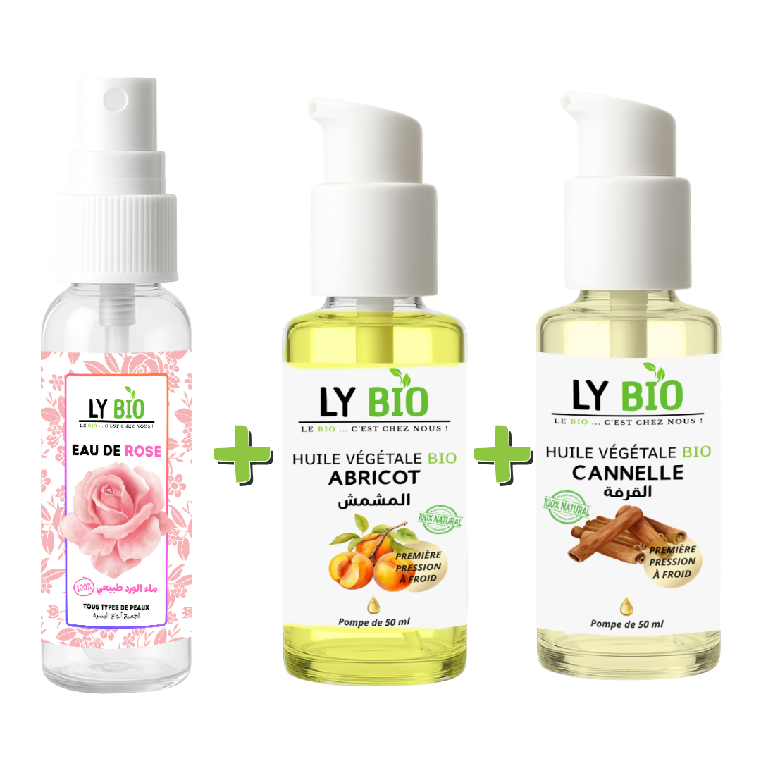 Pack Eau de Rose 100ml + Huile Abricot 50ml - Pompe + Huile Cannelle 50ml - Pompe thumbnail 3