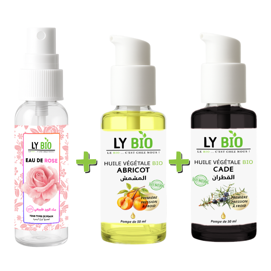 PACK EAU DE ROSE 100ML + HUILE ABRICOT 50ML - POMPE + HUILE CADE 50ML - POMPE thumbnail 3