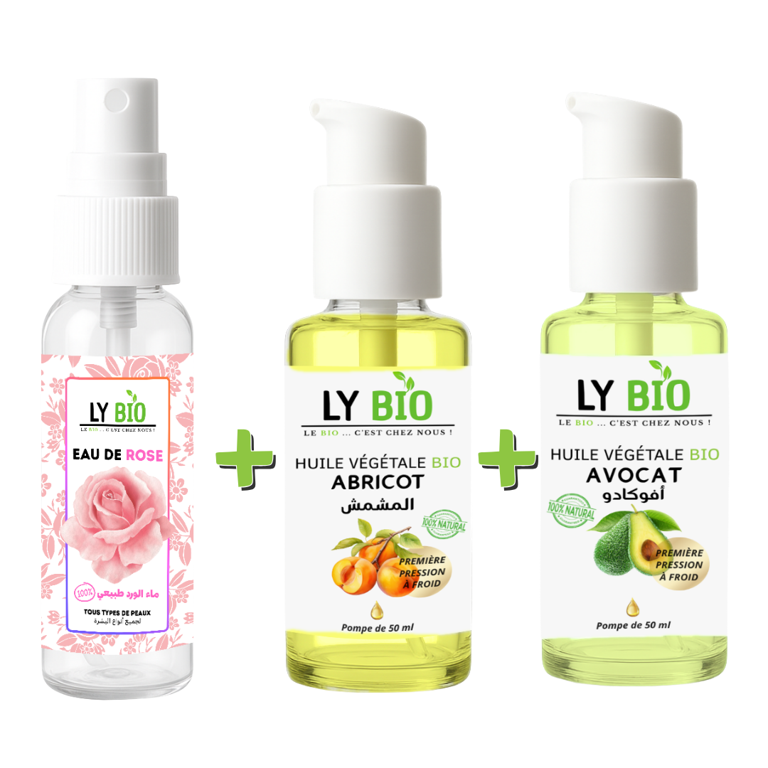 PACK EAU DE ROSE 100ML + HUILE ABRICOT 50ML - POMPE + HUILE AVOCAT 50ml - POMPE thumbnail 3