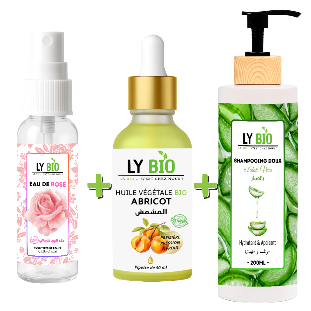 Pack Eau de Rose 100ml + Huile Abricot 50ml - Pipette + Shampooing Aloe Vera 200ml thumbnail 4