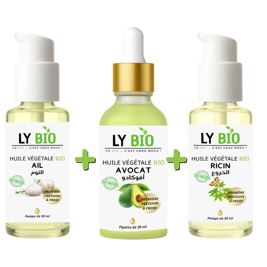 PACK HUILE AIL 50ML - POMPE + HUILE AVOCAT 50ml - PIPETTE + HUILE RICIN 50ml - POMPE thumbnail 4