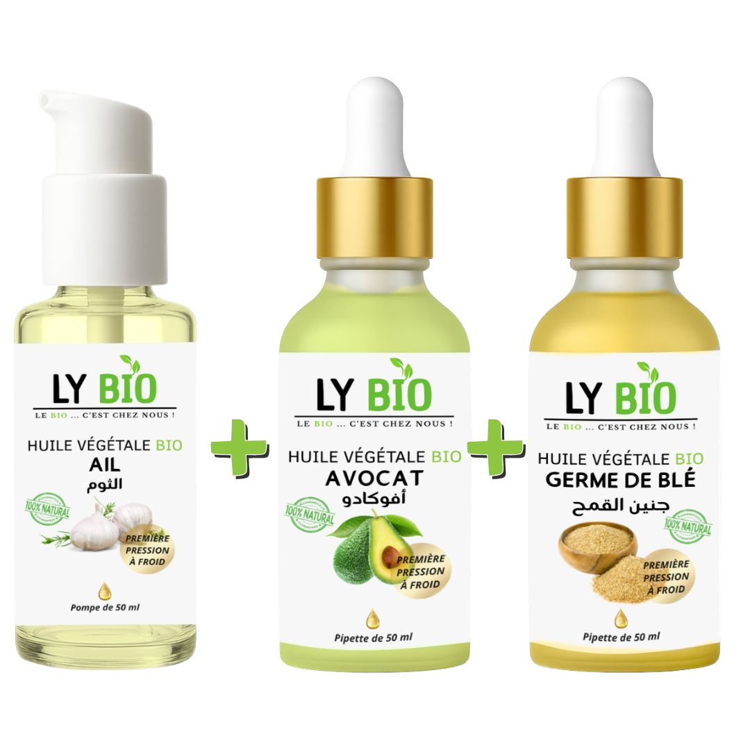 PACK HUILE AIL 50ML - POMPE + HUILE AVOCAT 50ml - PIPETTE + HUILE GERME DE BLE 50ML - PIPETTE thumbnail 3