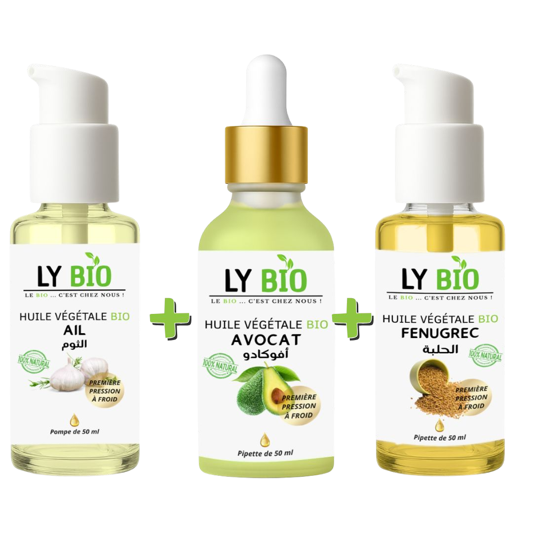 PACK HUILE AIL 50ML - POMPE + HUILE AVOCAT 50ml - PIPETTE + HUILE FENUGREC 50ML - POMPE thumbnail 3