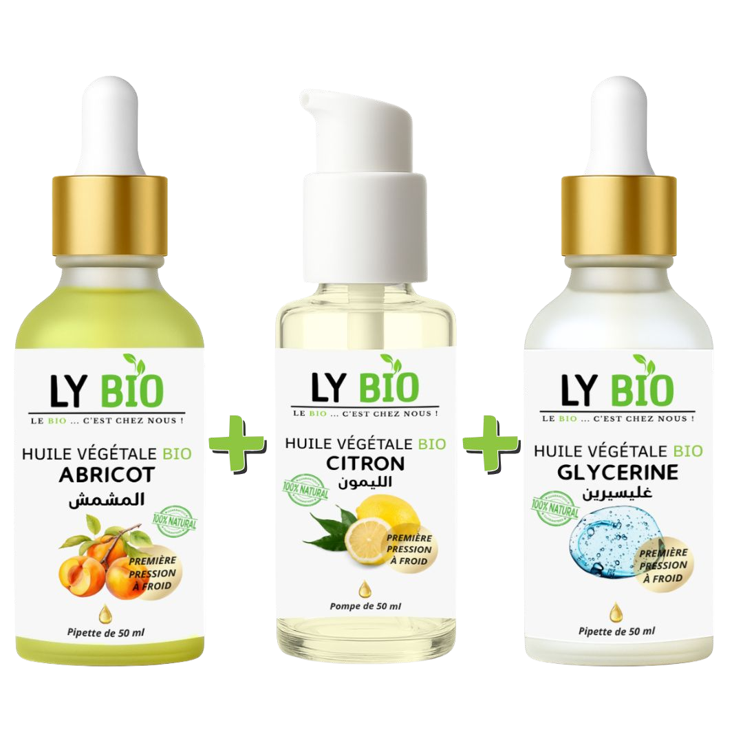 PACK HUILE ABRICOT 50ML - PIPETTE + HUILE CITRON 50ML - POMPE + HUILE GLYCERINE 50ml - PIPETTE thumbnail 3
