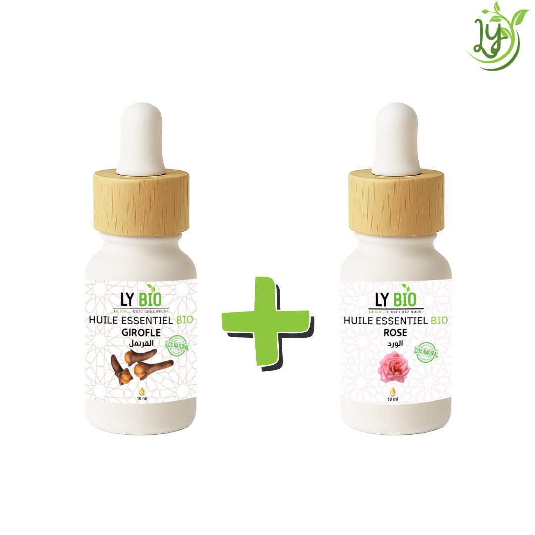 Pack Huile Essentiel Girofle 10ml + Huile Essentiel Rose 10ml