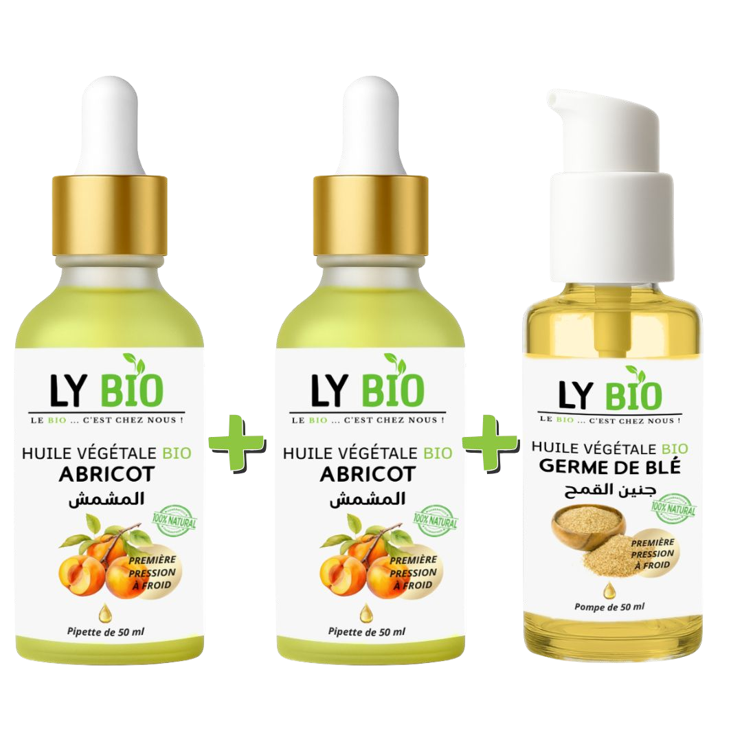 PACK 2 X HUILE ABRICOT 50ML - PIPETTE + HUILE GERME DE BLE 50ML - POMPE