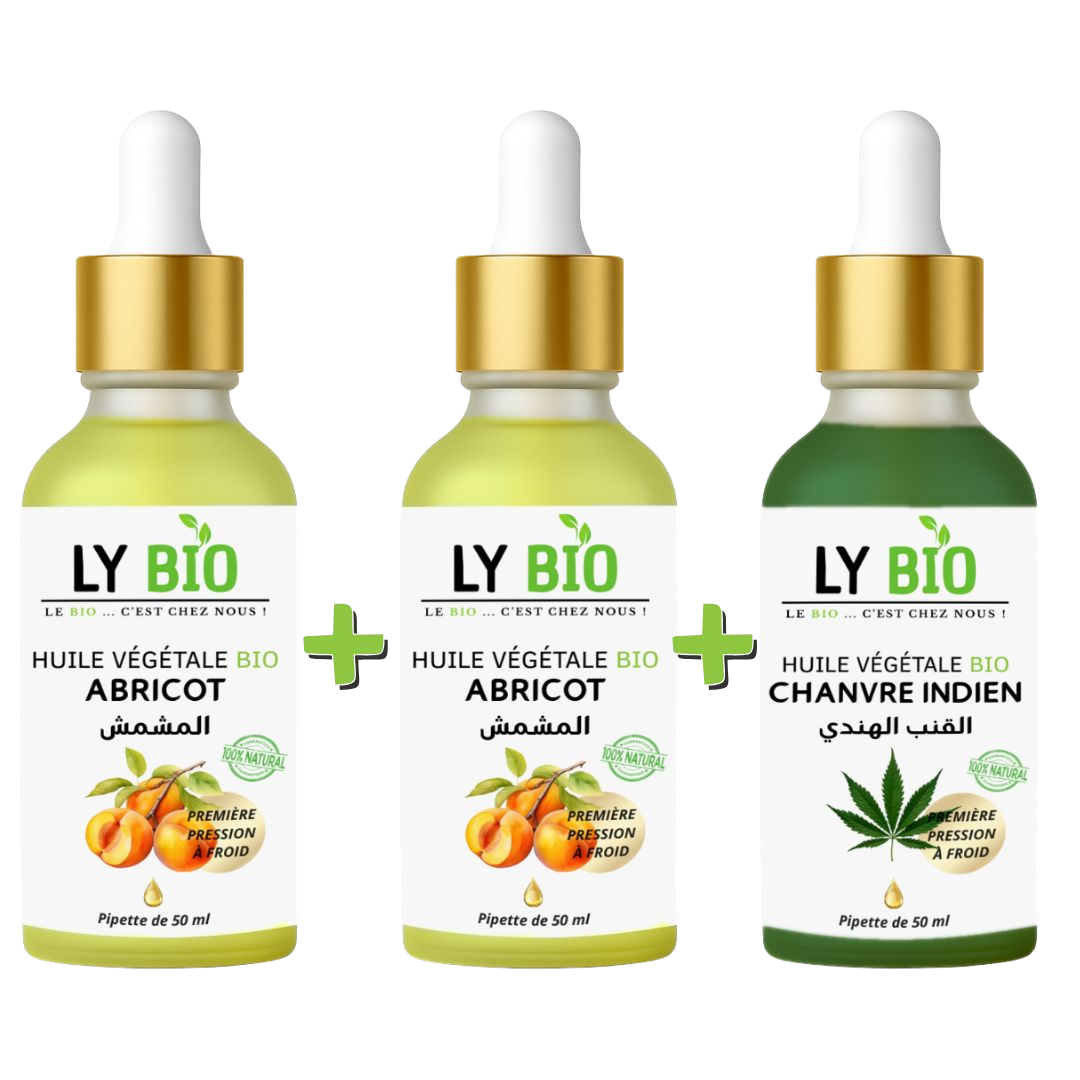 PACK 2 X HUILE ABRICOT 50ML - PIPETTE + HUILE CHANVRE 50ML - PIPETTE