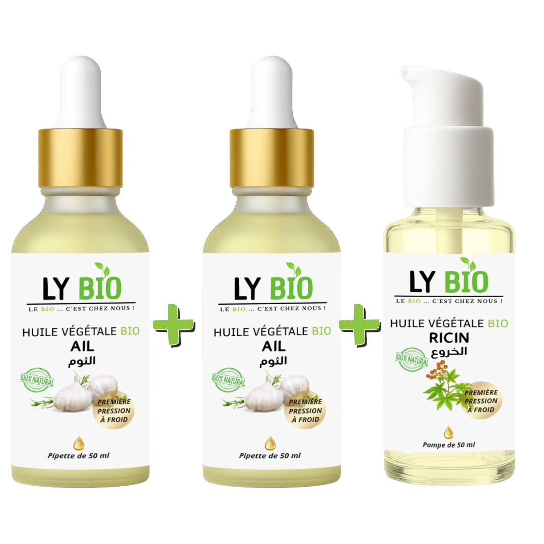 PACK 2 X HUILE AIL 50ML - PIPETTE + HUILE RICIN 50ml - POMPE