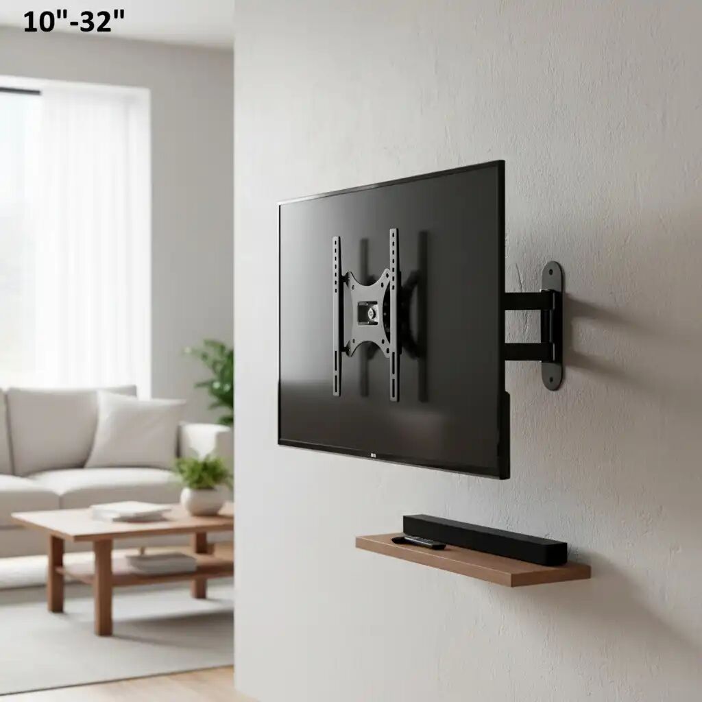 Support Robuste Pivotant Mural Bras Rotative Pour Tv Led Lcd, Plasma Max 10-32