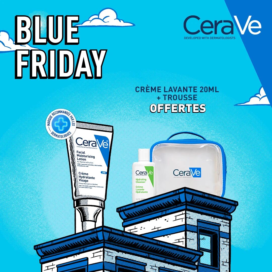 Crème Hydratante Visage Peau Normale à Sèche | 52ml = Crème Lavante 20ml + Trousse Offertes