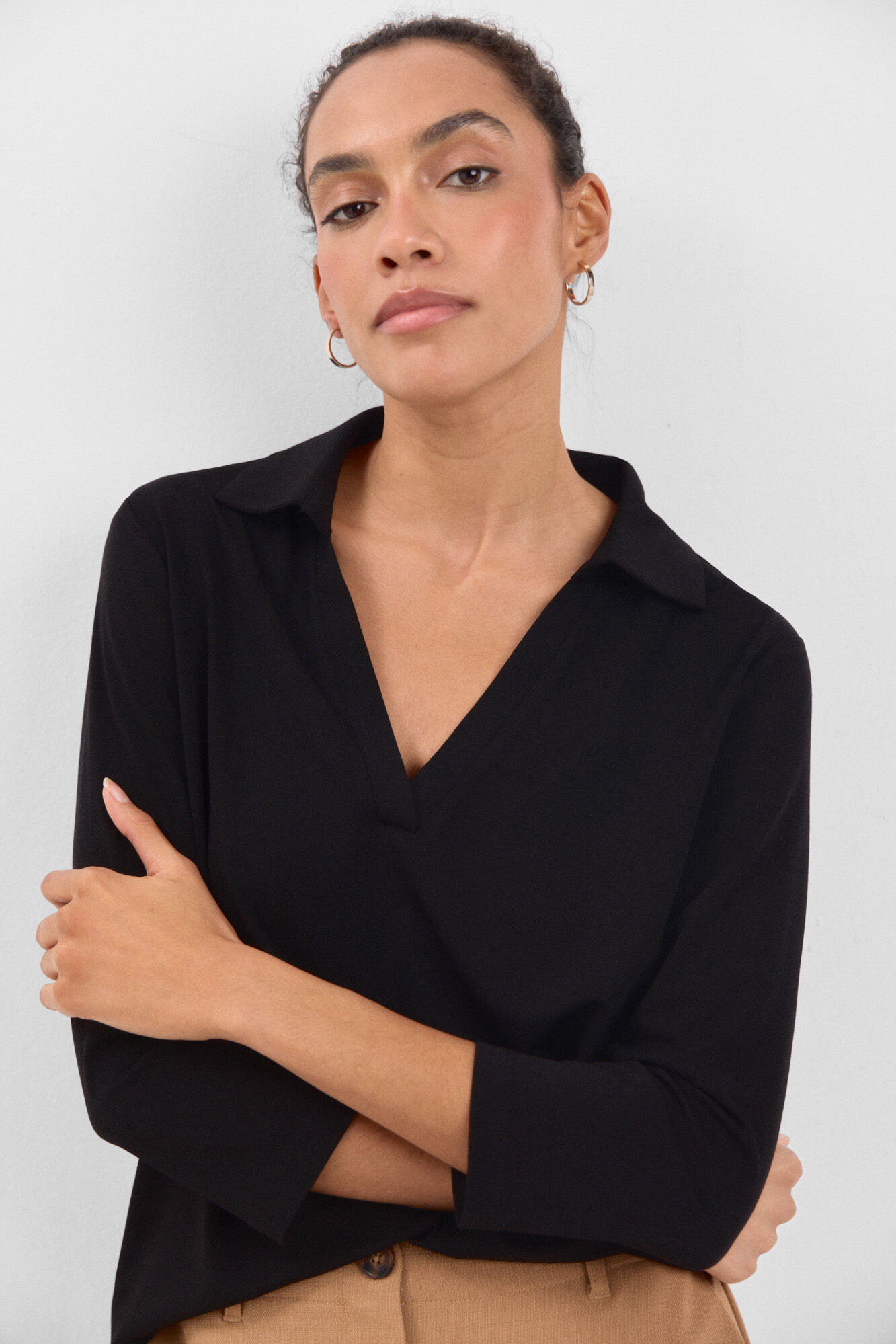 Chemise Fluide à Col Chemise et Manches Longues