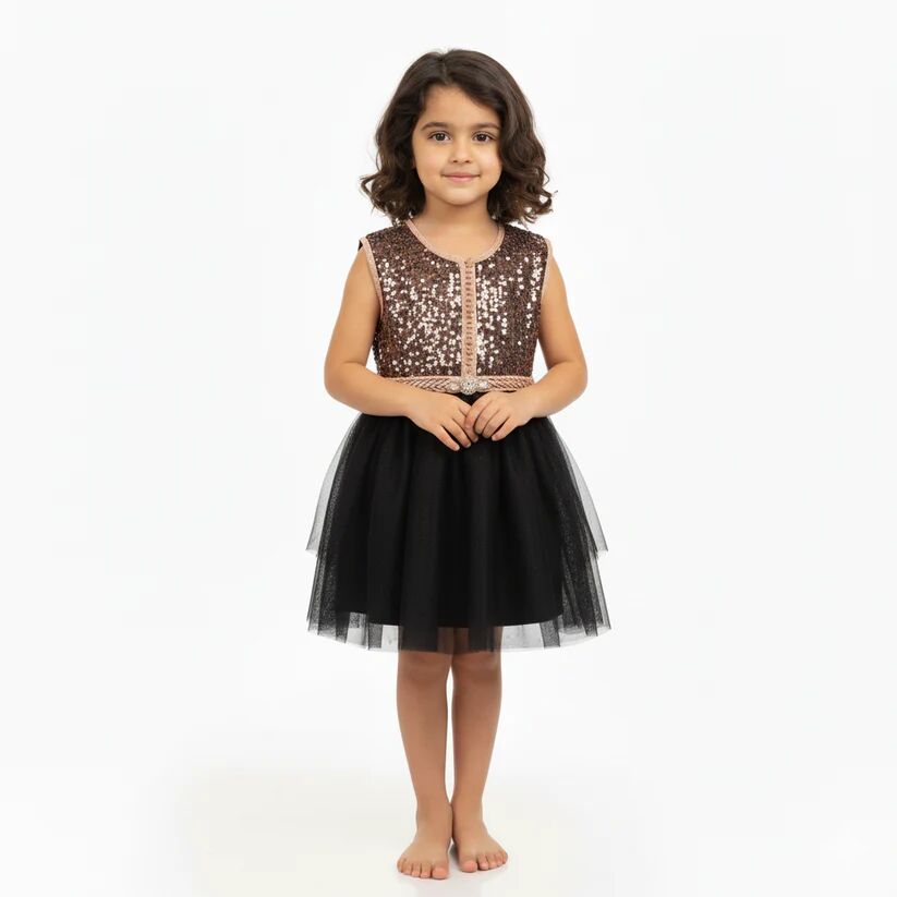 Caftan sans Manches Pailleté - Noir