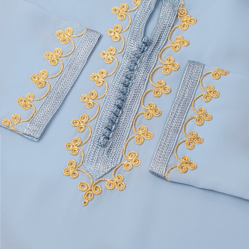 Jellaba en Crêpe de Soie - Bleu Cloudy thumbnail 3