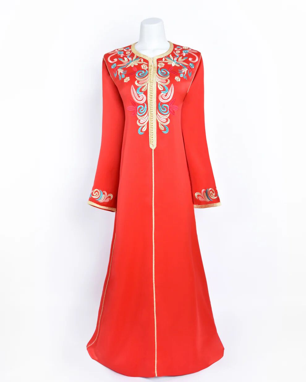Caftan en crêpe de soie rouge brique thumbnail 1